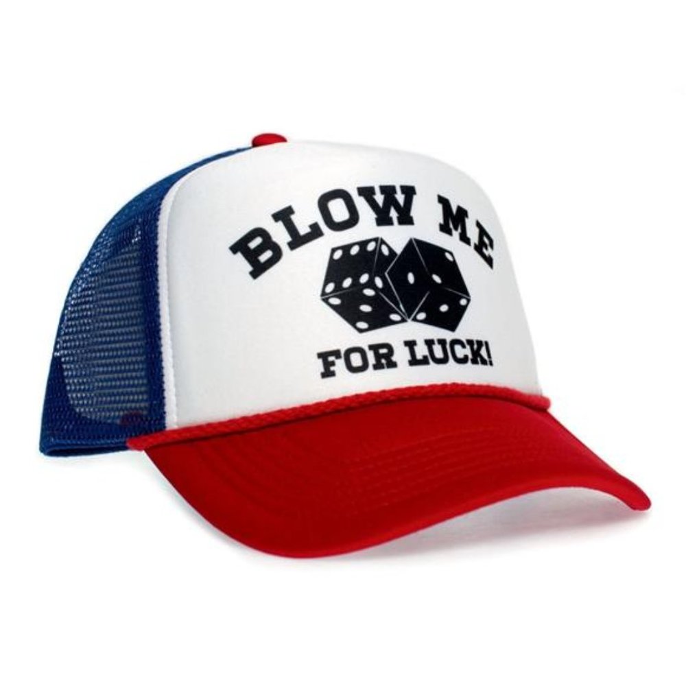 Card Player Casino Wear Retro Vintage Style Blow Me for Luck Funny Hat Adult One
